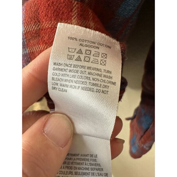 Lucky Brand Mens Rust Flannel Small long sleeve collared pearl button up cuffed - Picture 6 of 8